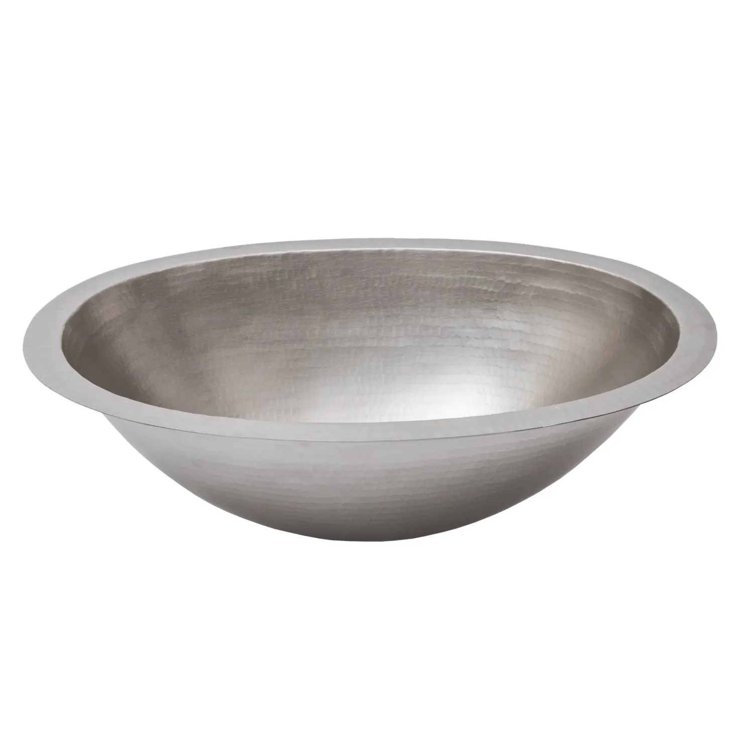 Premier Copper Products 19" Oval Under Counter Hammered Copper Bathroom Sink in Nickel