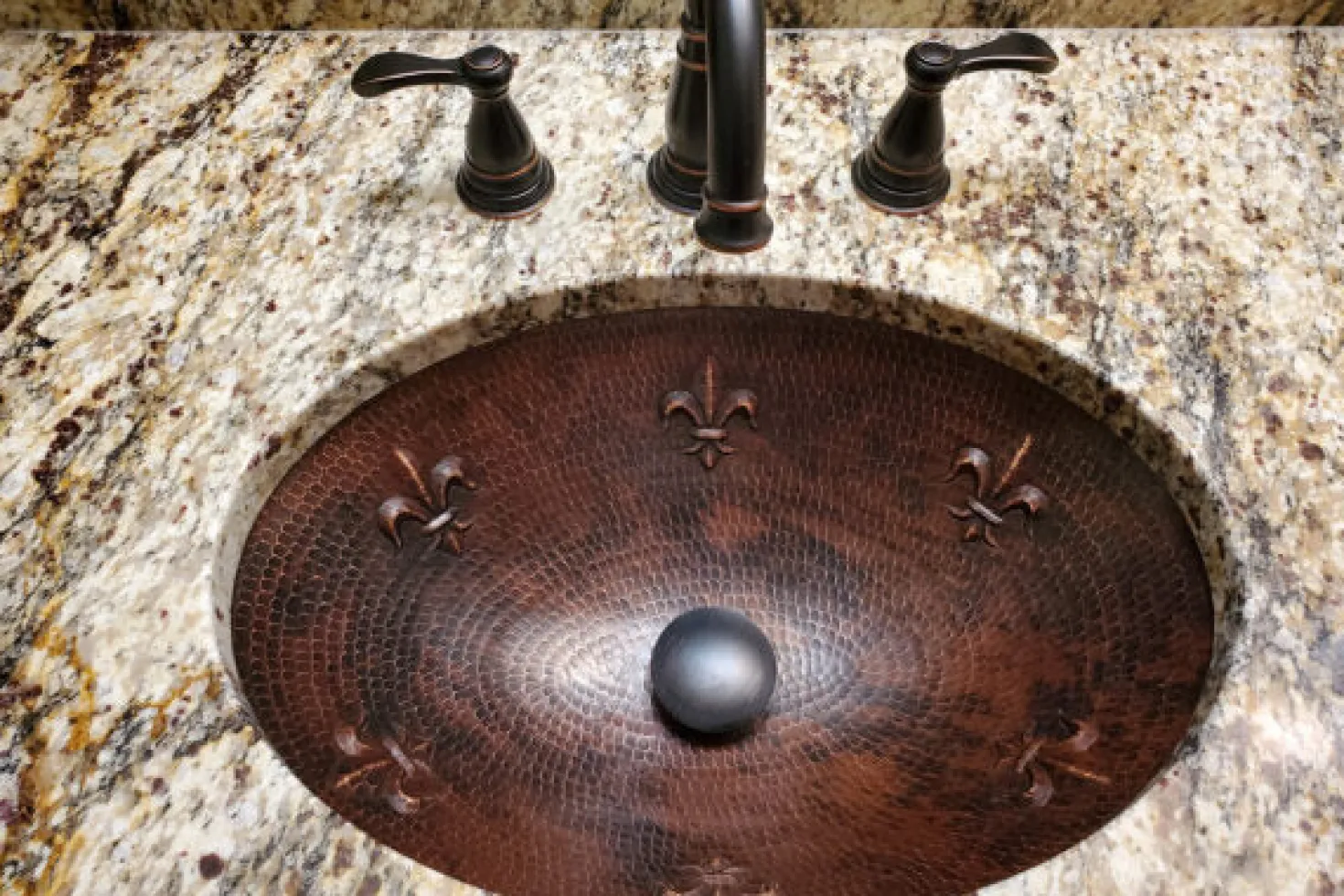 Premier Copper Products Oval Fleur De Lis Under Counter Hammered Copper Sink