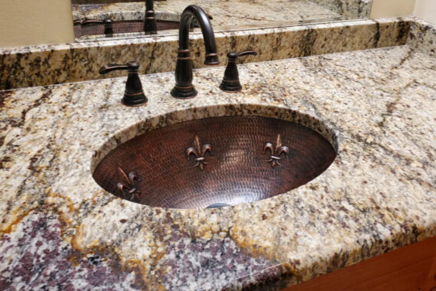 Premier Copper Products Oval Fleur De Lis Under Counter Hammered Copper Sink