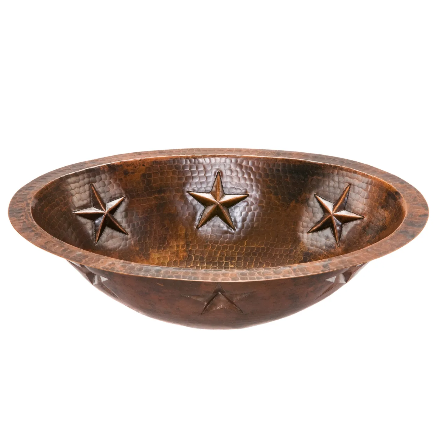 Premier Copper Products Oval Star Under Counter Hammered Copper Bathroom Sink