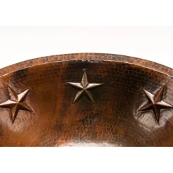 Premier Copper Products Oval Star Under Counter Hammered Copper Bathroom Sink