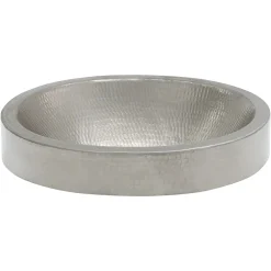 Premier Copper Products Oval Skirted Vessel Hammered Copper Sink in Nickel