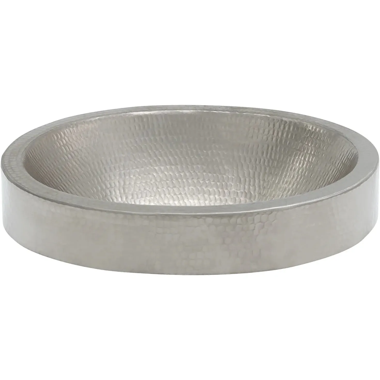 Premier Copper Products Oval Skirted Vessel Hammered Copper Sink in Nickel