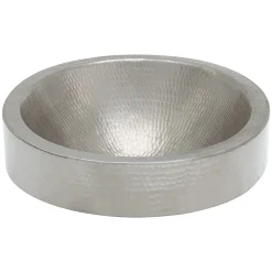Premier Copper Products Oval Skirted Vessel Hammered Copper Sink in Nickel