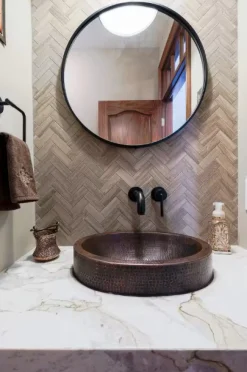 Premier Copper Products Oval Skirted Vessel Hammered Copper Sink