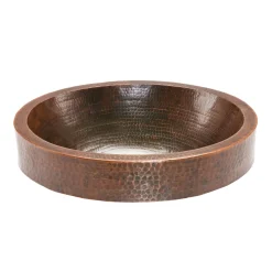 Premier Copper Products Oval Skirted Vessel Hammered Copper Sink