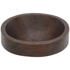 Premier Copper Products Oval Skirted Vessel Hammered Copper Sink