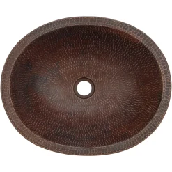 Premier Copper Products Oval Skirted Vessel Hammered Copper Sink