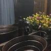 Premier Copper Products Oval Bucket Vessel Hammered Copper Sink with Handles