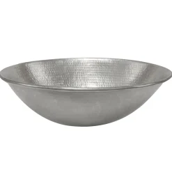 Premier Copper Products 17" Oval Wired Rim Vessel Hammered Copper Sink in Nickel