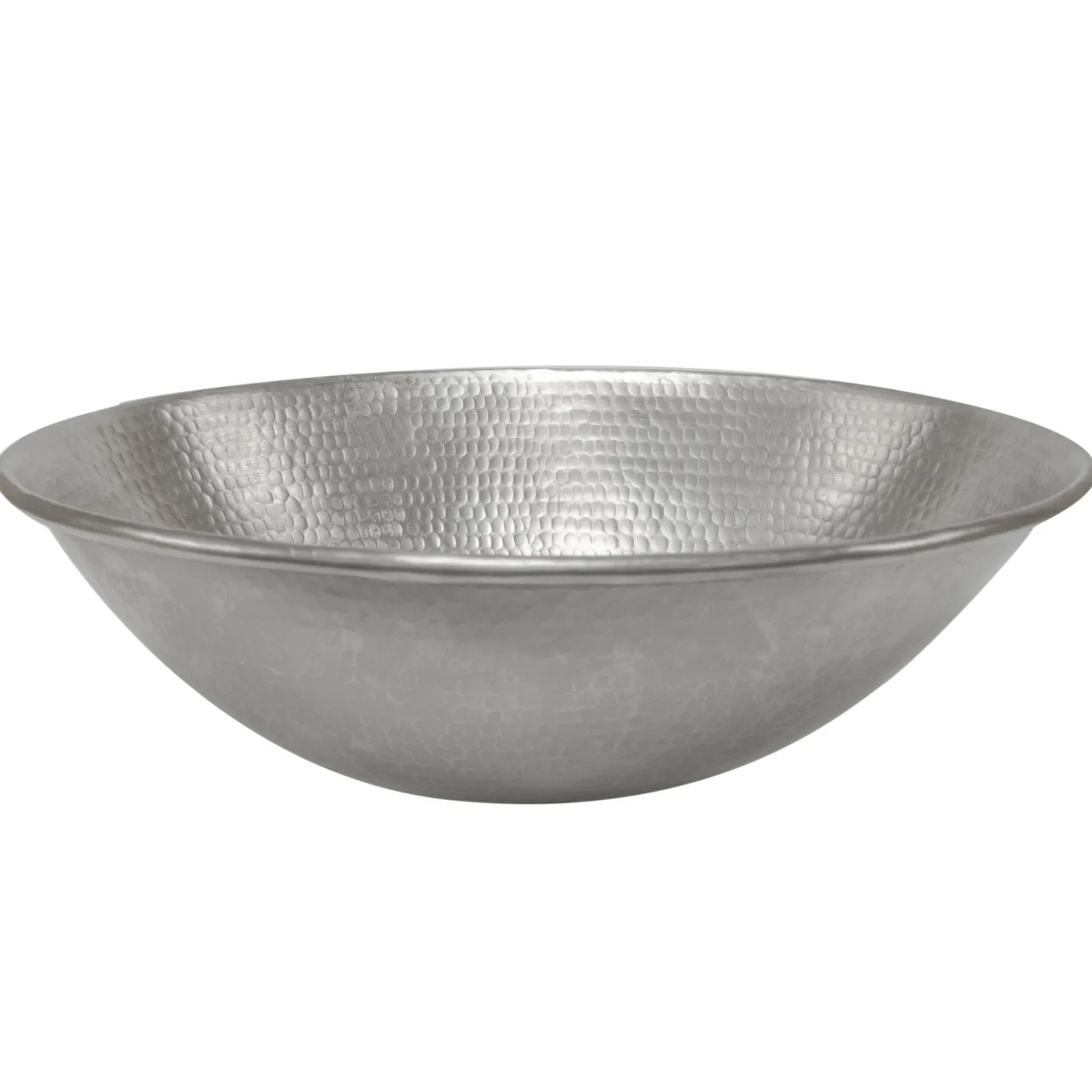 Premier Copper Products 17" Oval Wired Rim Vessel Hammered Copper Sink in Nickel