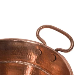 Premier Copper Products Oval Bucket Vessel Hammered Copper Sink with Handles