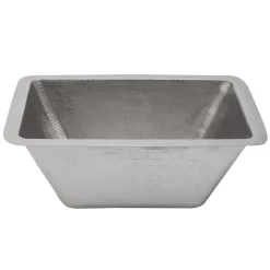 Premier Copper Products Rectangle Copper Prep Sink in Nickel with 3.5" Drain Size