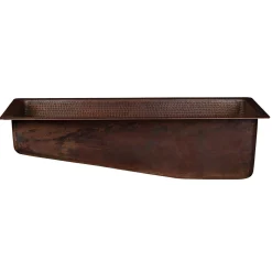 Premier Copper Products 28" Rectangle Hammered Copper Slanted Bar/Prep Sink with 3.5" Drain Opening