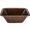 Premier Copper Products Rectangle Copper Prep Sink with 3.5" Drain Size