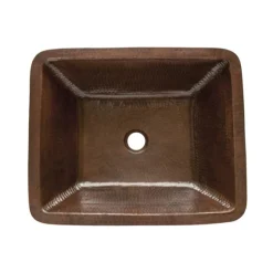 Premier Copper Products Rectangle Under Counter Hammered Copper Bathroom Sink