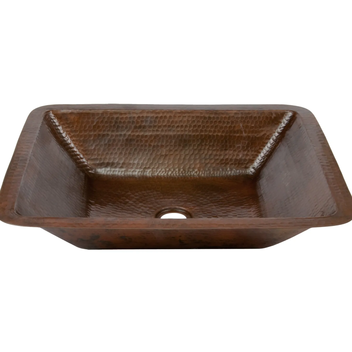 Premier Copper Products Rectangle Under Counter Hammered Copper Bathroom Sink