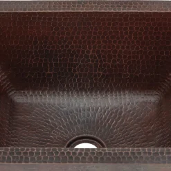 Premier Copper Products Rectangle Hammered Copper Bathroom Sink