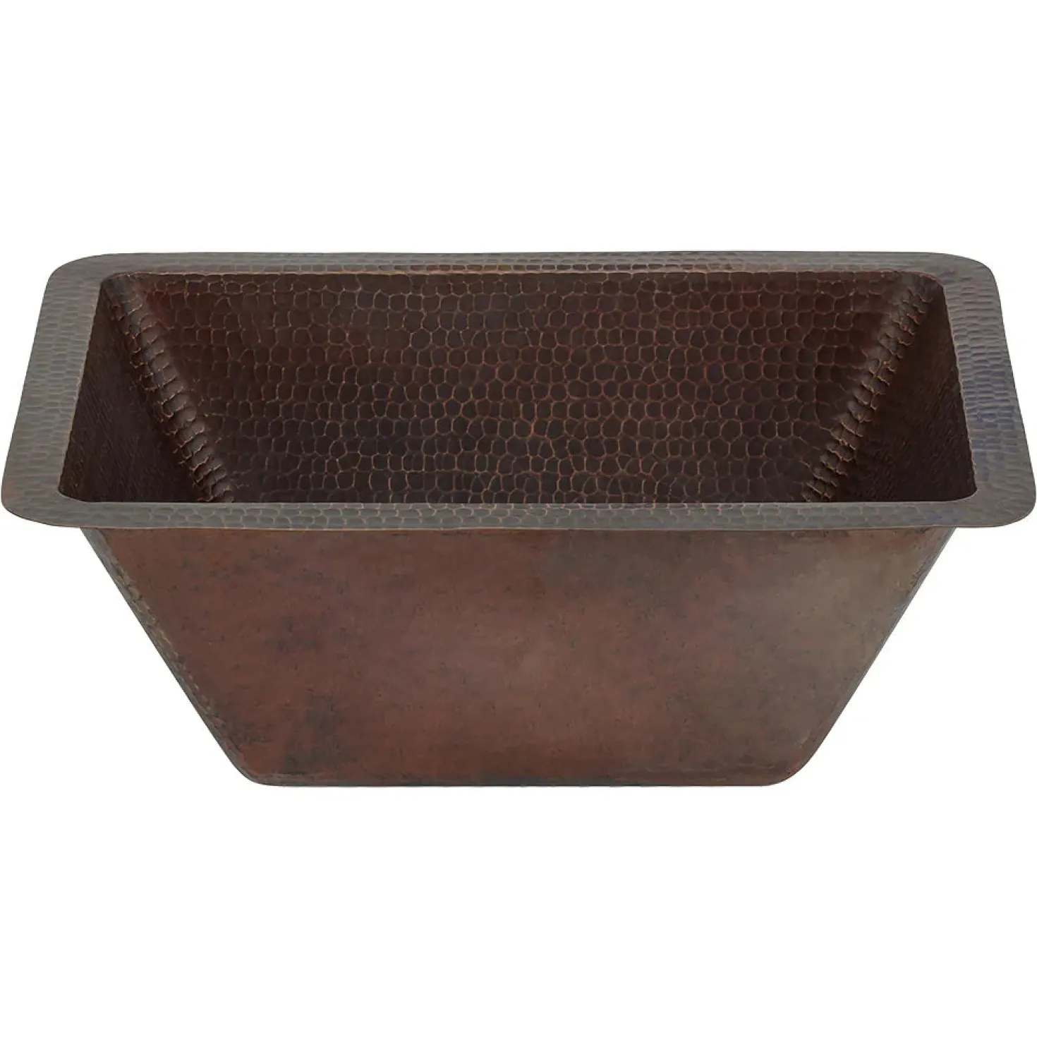 Premier Copper Products Rectangle Hammered Copper Bathroom Sink