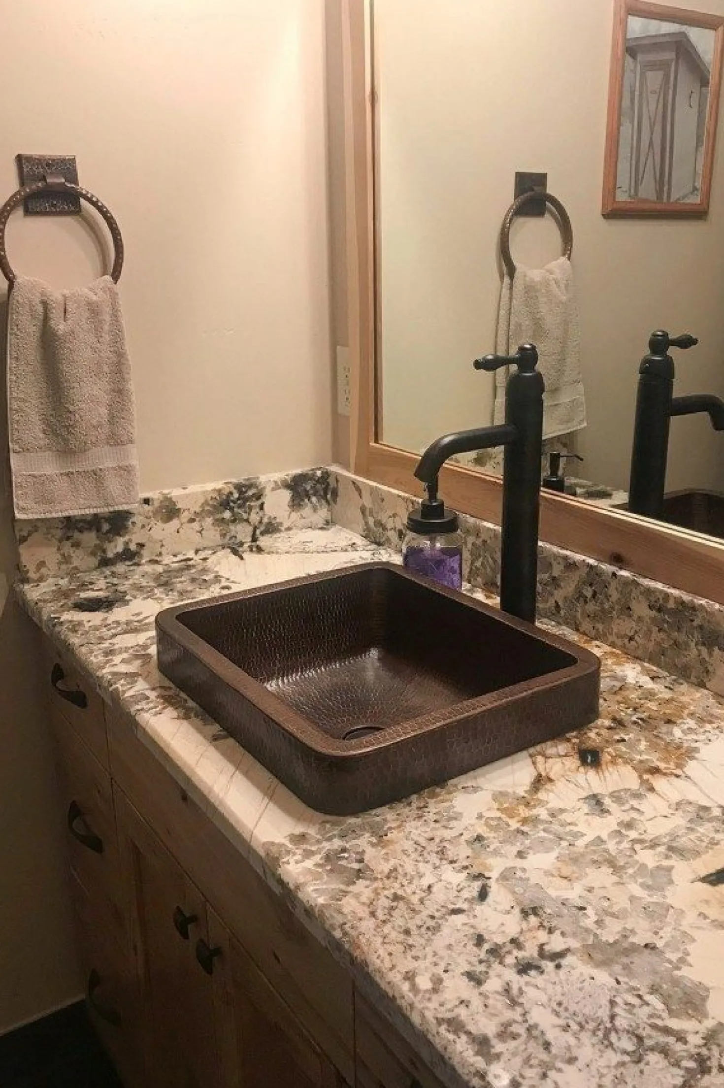 Premier Copper Products 17" Rectangle Skirted Vessel Hammered Copper Sink