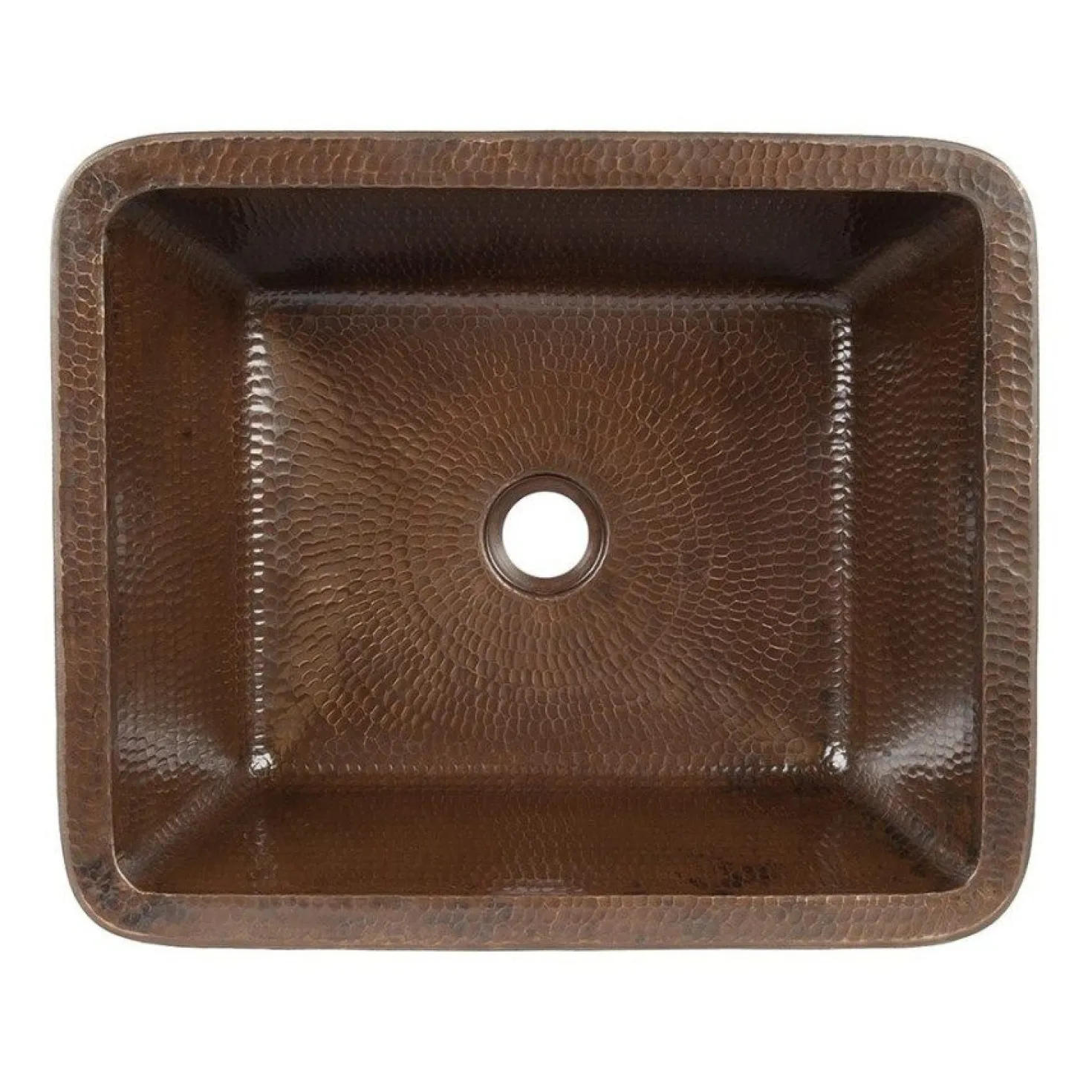 Premier Copper Products 17" Rectangle Skirted Vessel Hammered Copper Sink