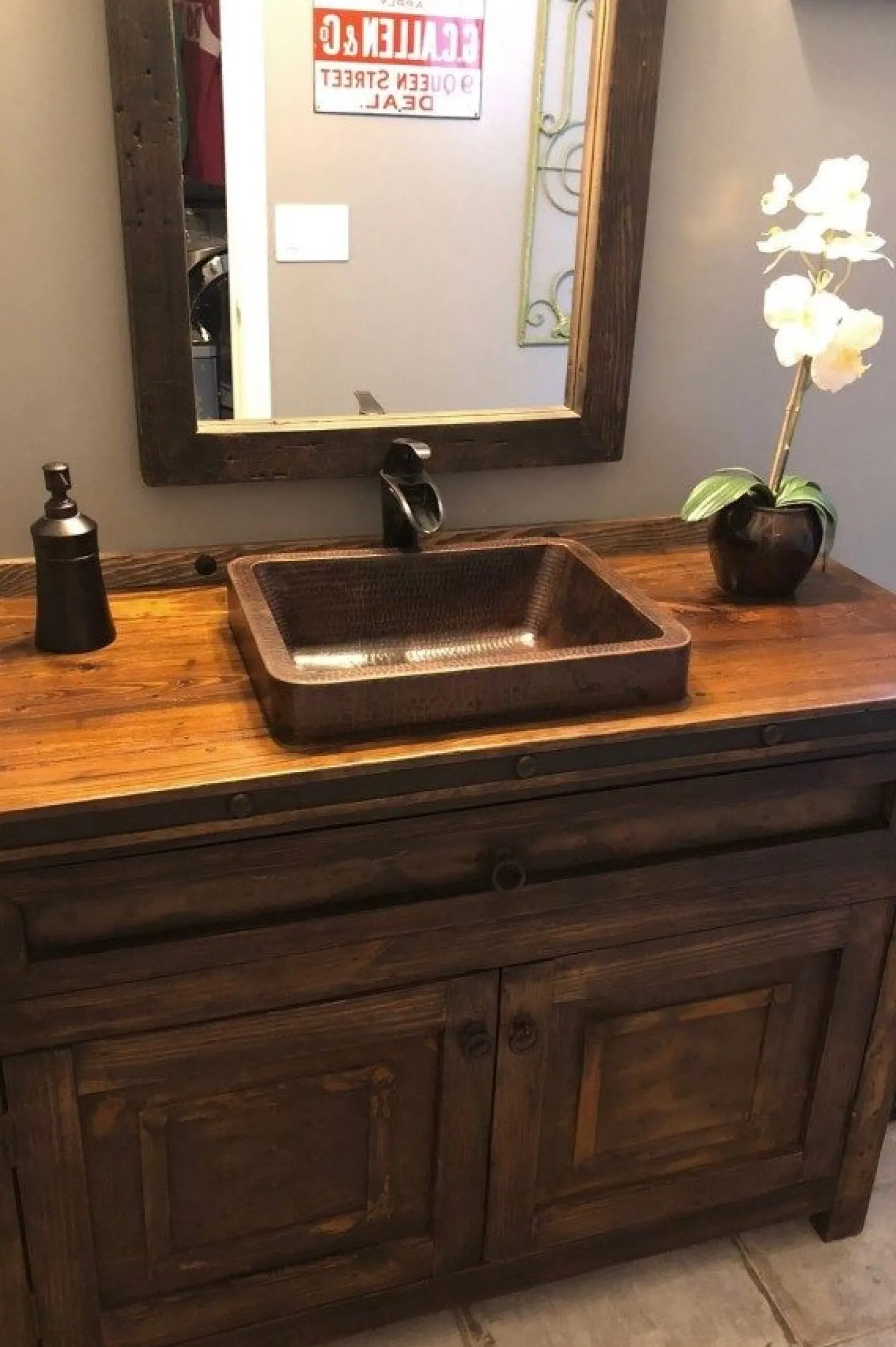 Premier Copper Products 17" Rectangle Skirted Vessel Hammered Copper Sink