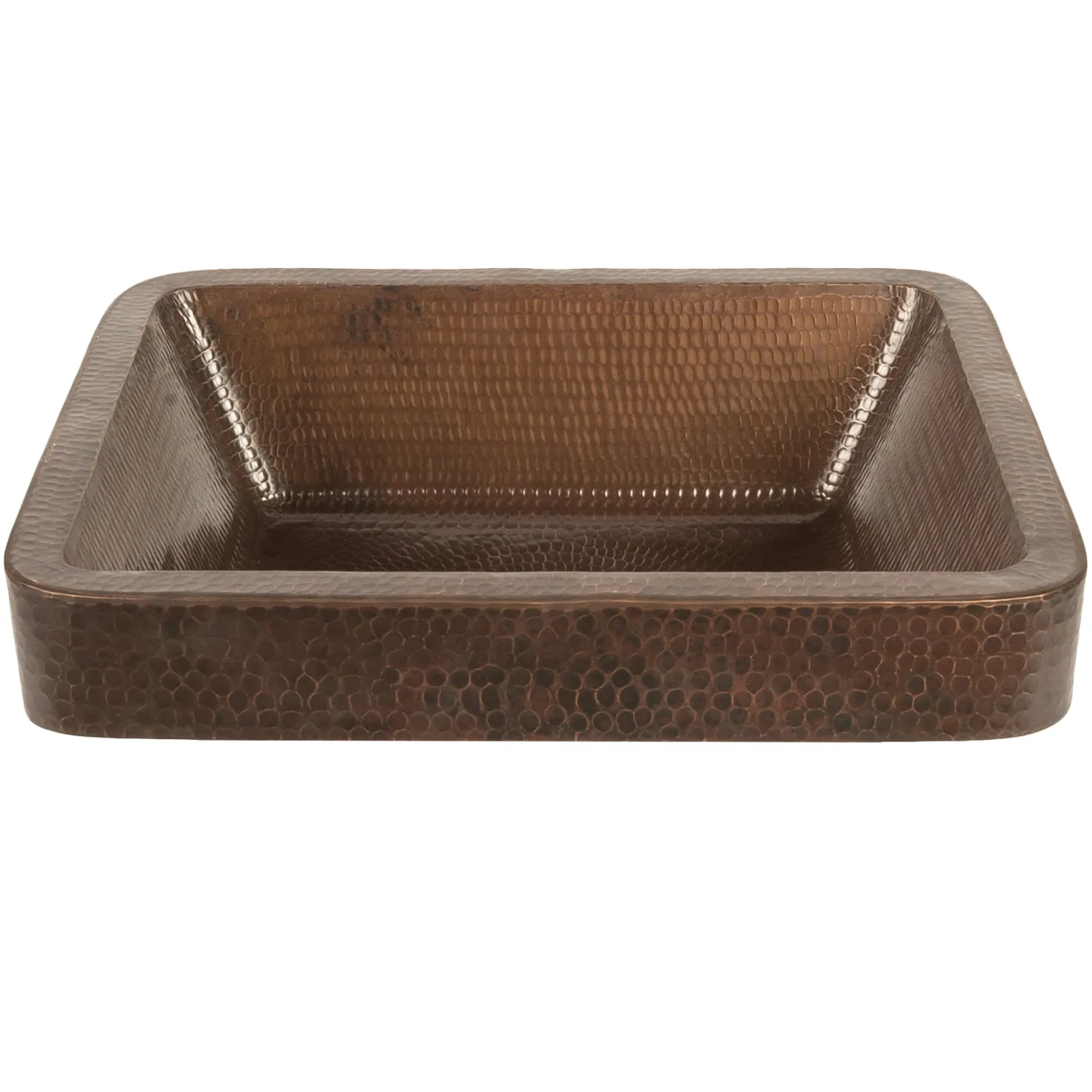 Premier Copper Products 17" Rectangle Skirted Vessel Hammered Copper Sink