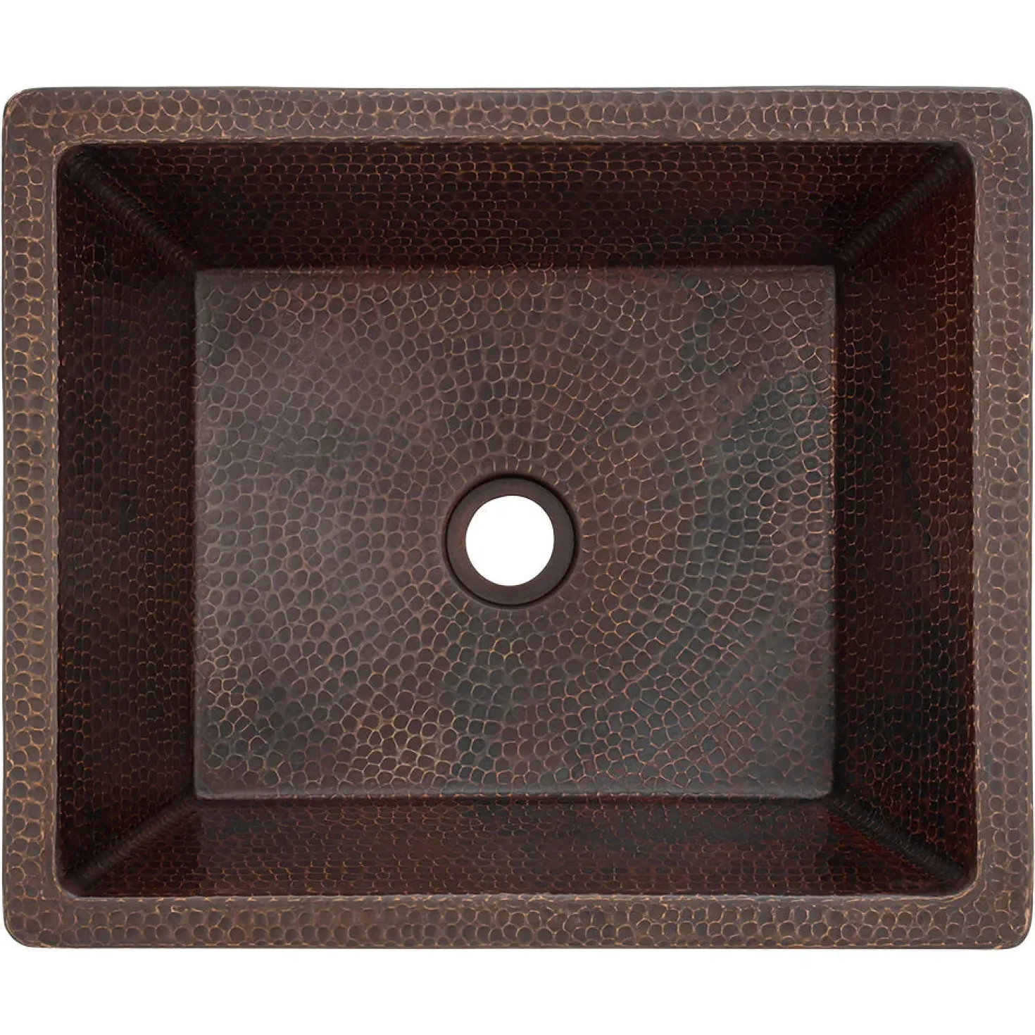 Premier Copper Products 19" Rectangle Skirted Vessel Hammered Copper Sink