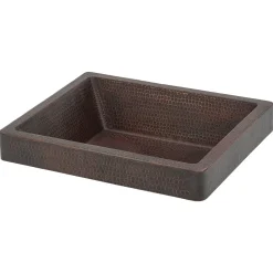 Premier Copper Products 19" Rectangle Skirted Vessel Hammered Copper Sink