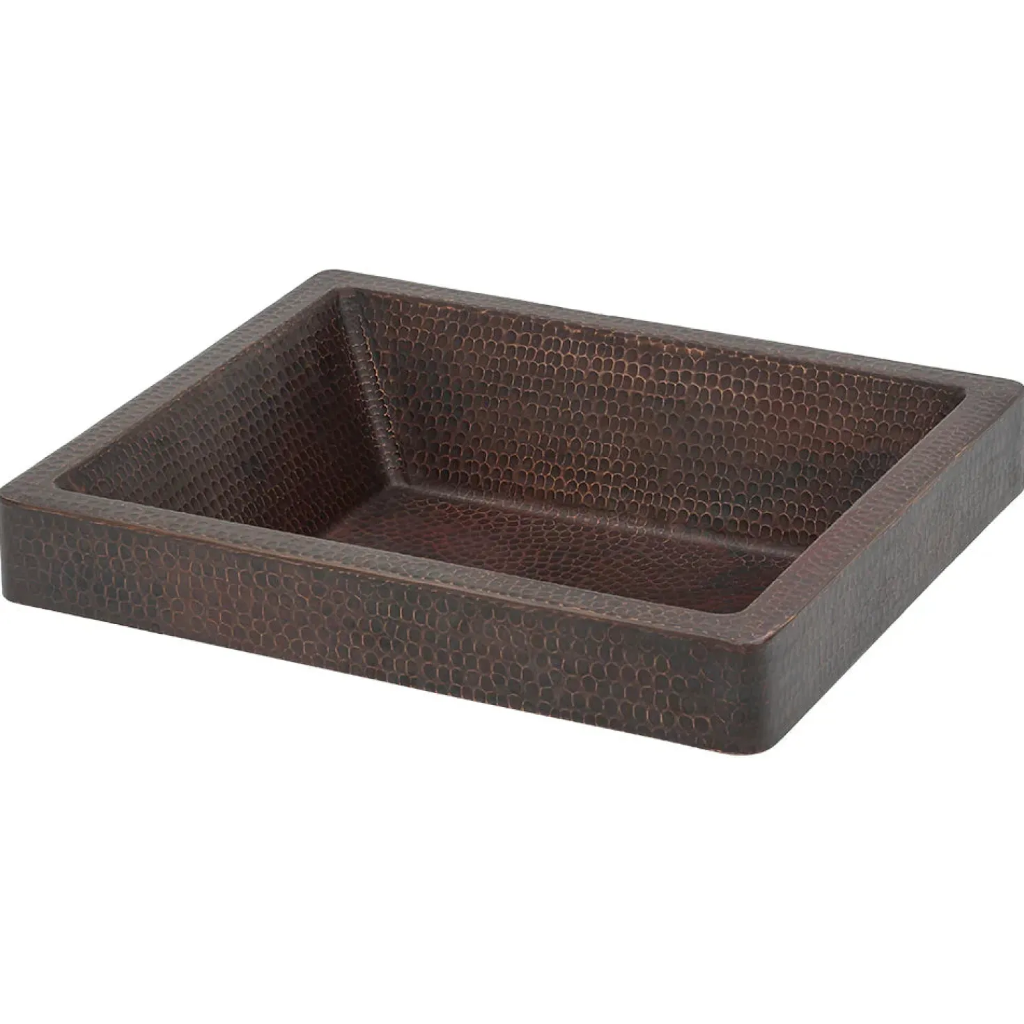 Premier Copper Products 19" Rectangle Skirted Vessel Hammered Copper Sink