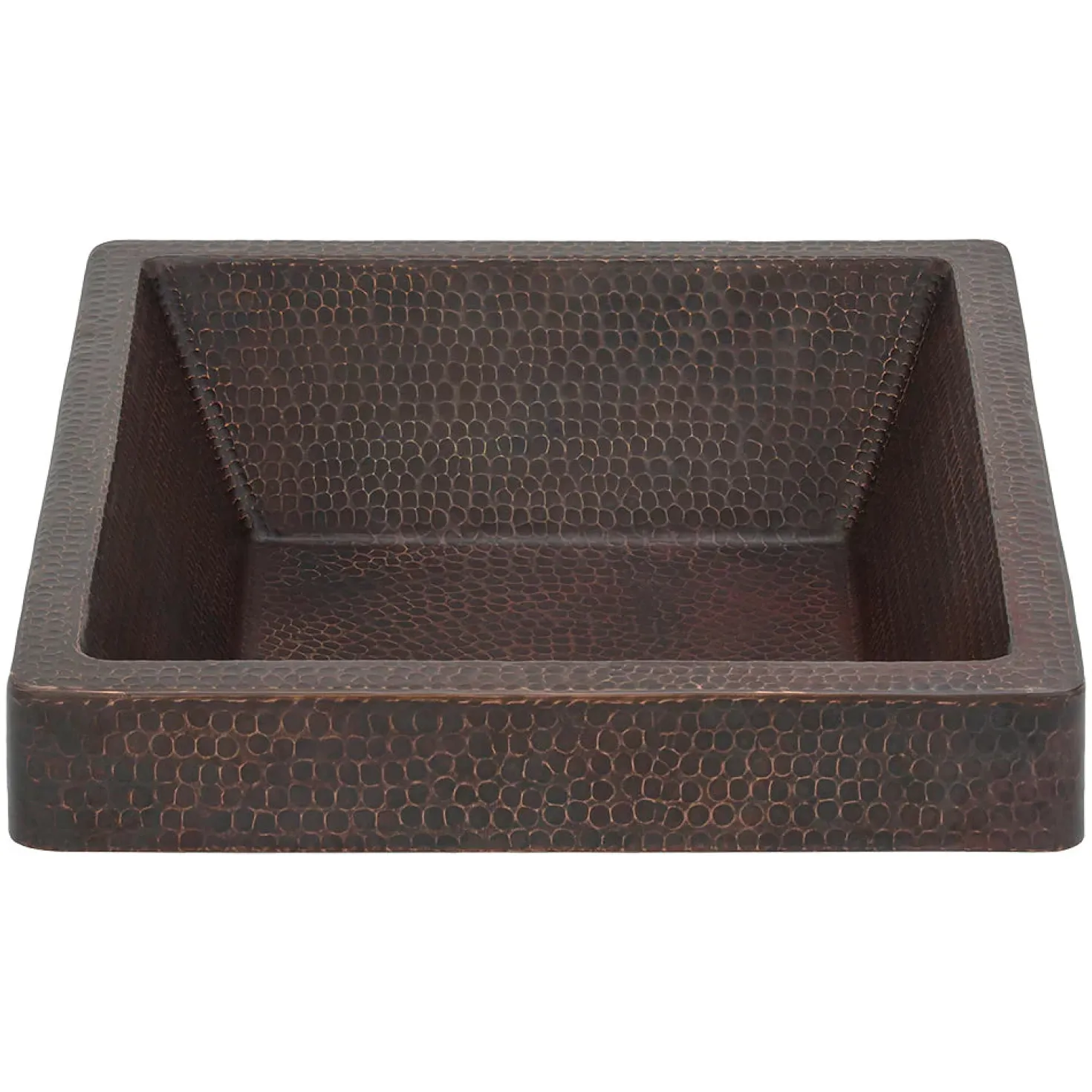 Premier Copper Products 19" Rectangle Skirted Vessel Hammered Copper Sink