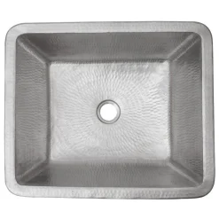 Premier Copper Products 19" Rectangle Skirted Vessel Hammered Copper Sink in Nickel