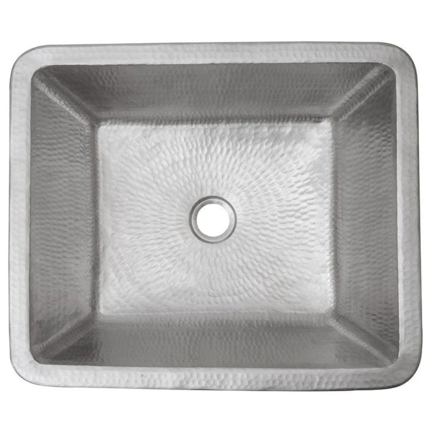 Premier Copper Products 19" Rectangle Skirted Vessel Hammered Copper Sink in Nickel