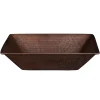 Premier Copper Products 17" Rectangle Wired Rim Vessel Hammered Copper Sink