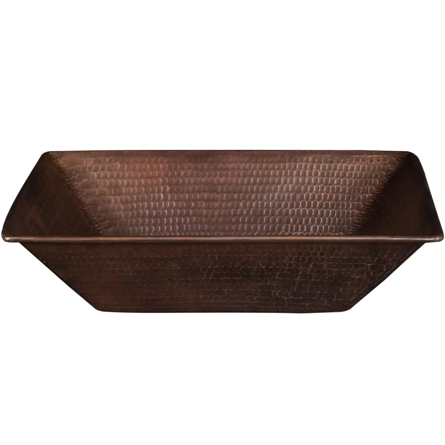 Premier Copper Products 17" Rectangle Wired Rim Vessel Hammered Copper Sink