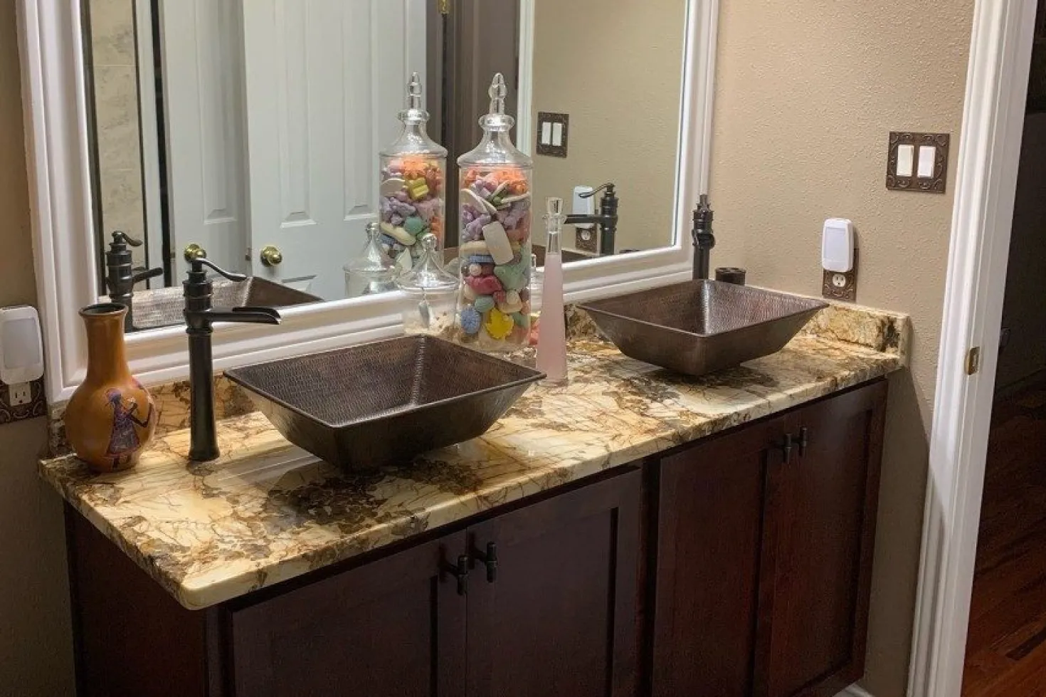 Premier Copper Products 17" Rectangle Wired Rim Vessel Hammered Copper Sink