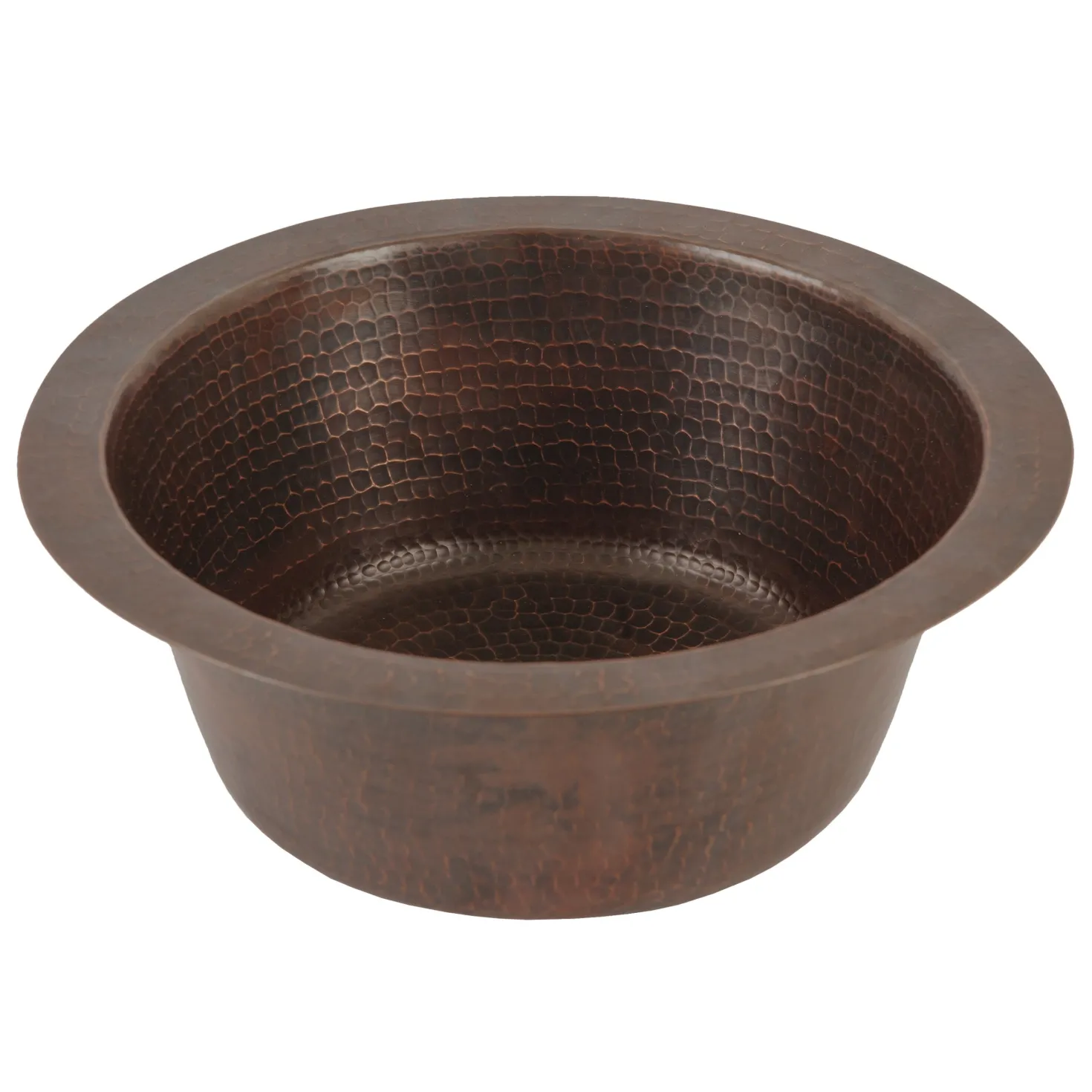 Premier Copper Products 12" Round Hammered Copper Bar Sink with 2" Drain Size