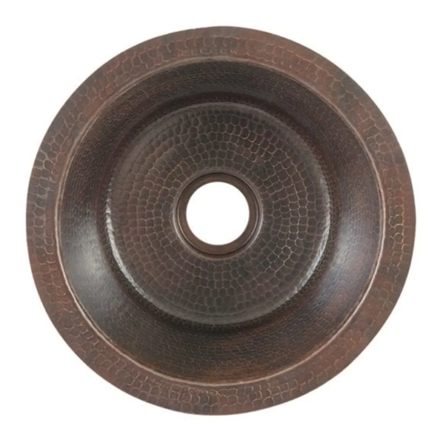 Premier Copper Products 12" Round Hammered Copper Bar Sink with 2" Drain Size