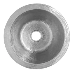 Premier Copper Products 12" Round Hammered Copper Bar Sink with 2" Drain Size in Nickel