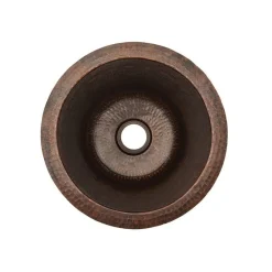 Premier Copper Products 12" Round Hammered Copper Ice Bucket Bar/Prep Sink