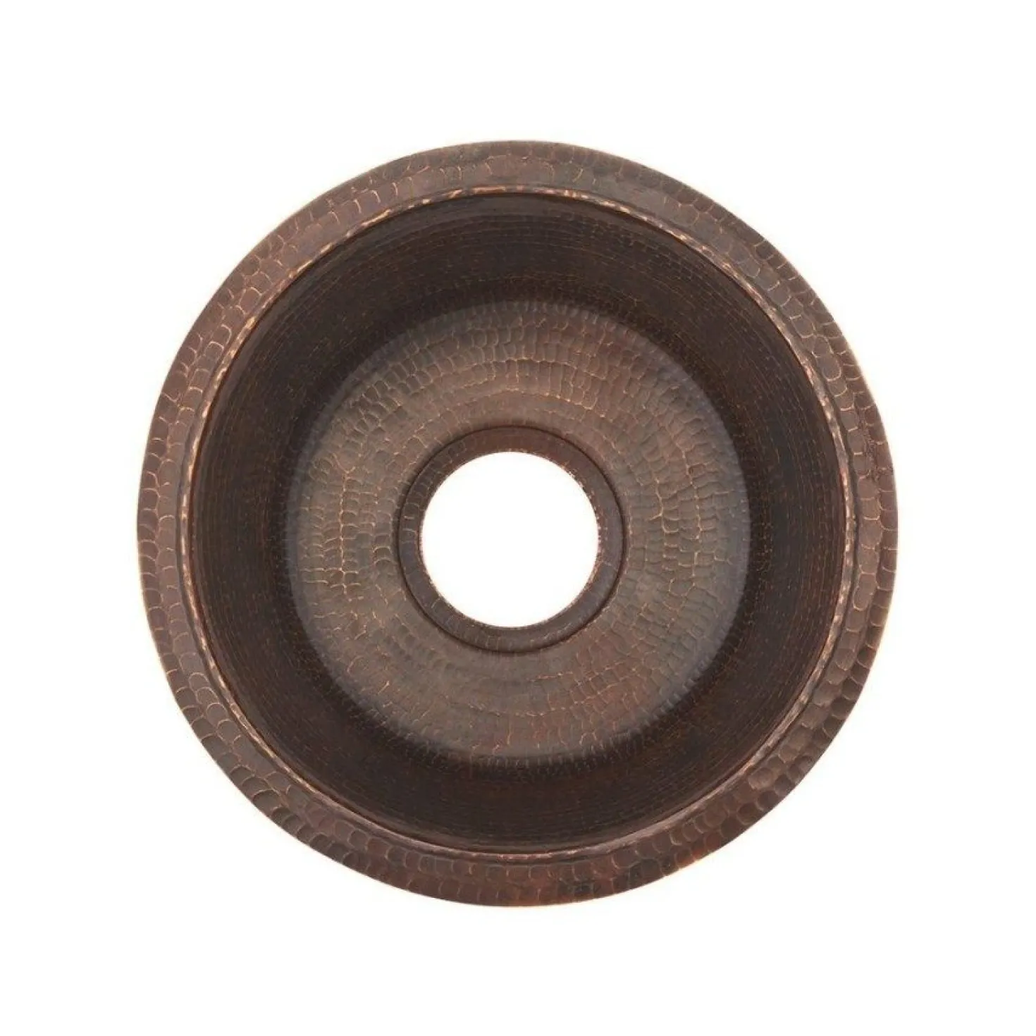 Premier Copper Products 14" Round Hammered Copper Bar Sink with Drain