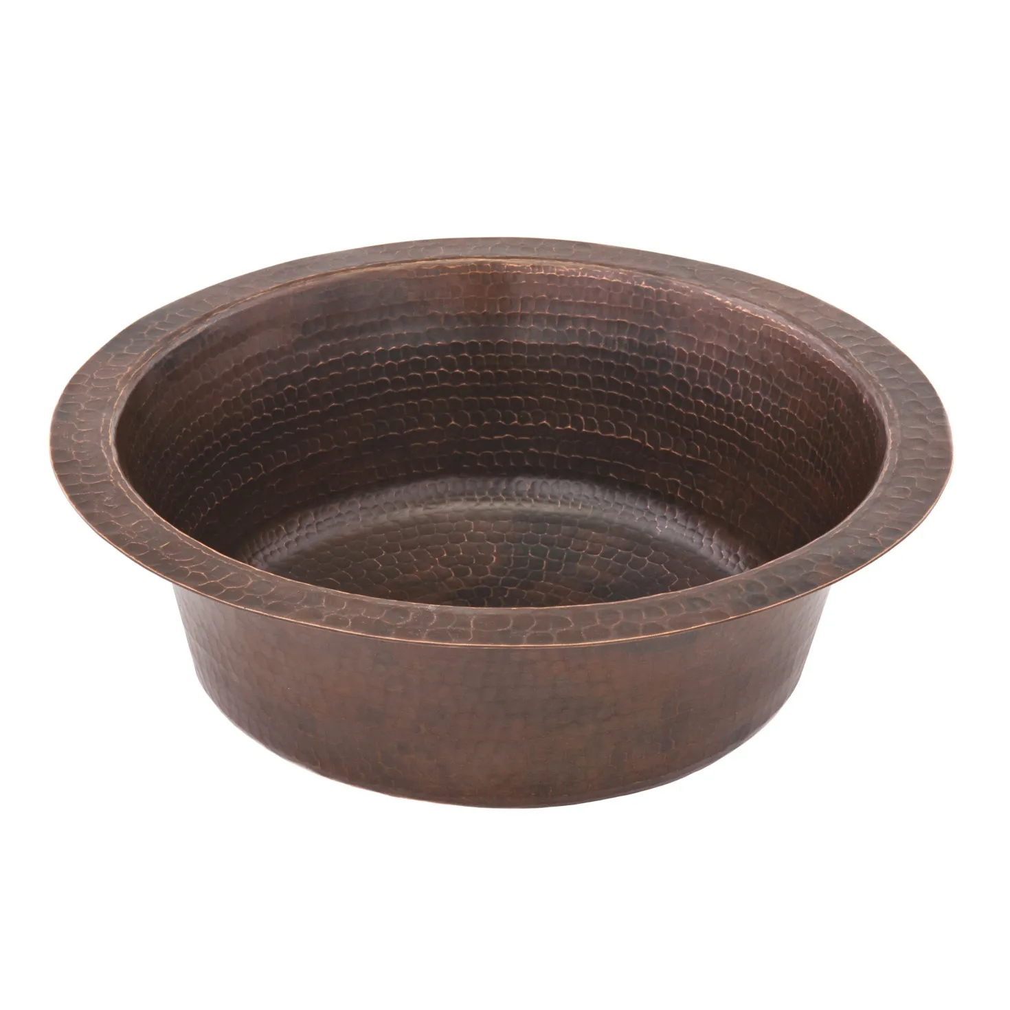Premier Copper Products 14" Round Hammered Copper Bar Sink with Drain