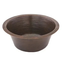 Premier Copper Products 16" Round Hammered Copper Bar Sink with 2" Drain Size