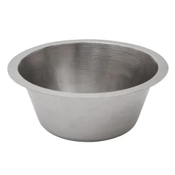 Premier Copper Products 16" Round Hammered Copper Bar Sink in Nickel with 2" Drain Size
