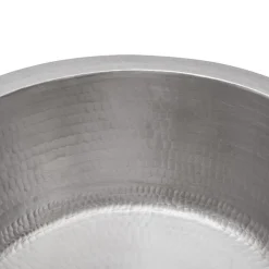 Premier Copper Products 14" Round Hammered Copper Bar Sink in Nickel with 2" Drain Size