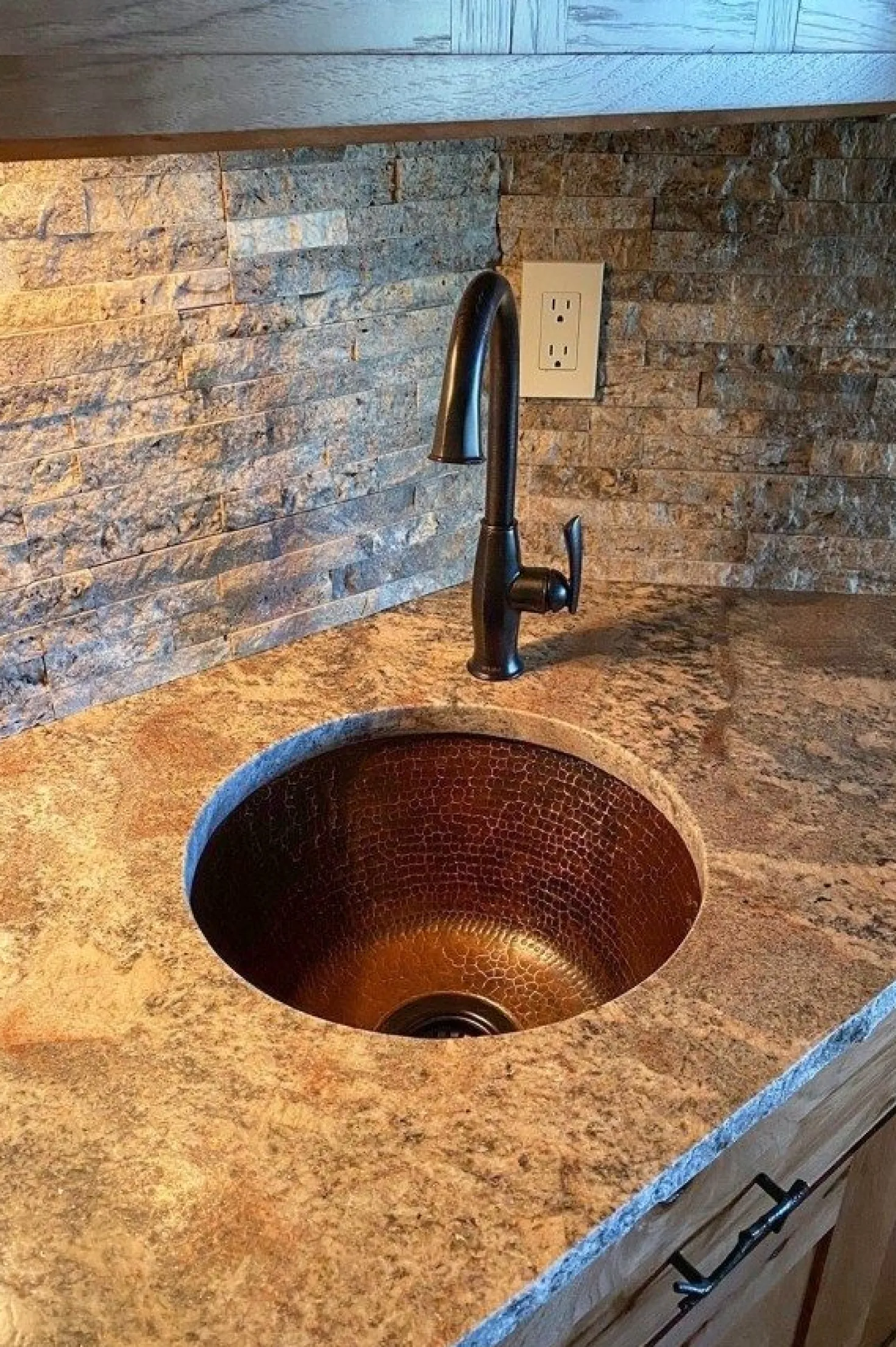 Premier Copper Products 16" Round Hammered Copper Prep Sink with 3.5" Drain Size