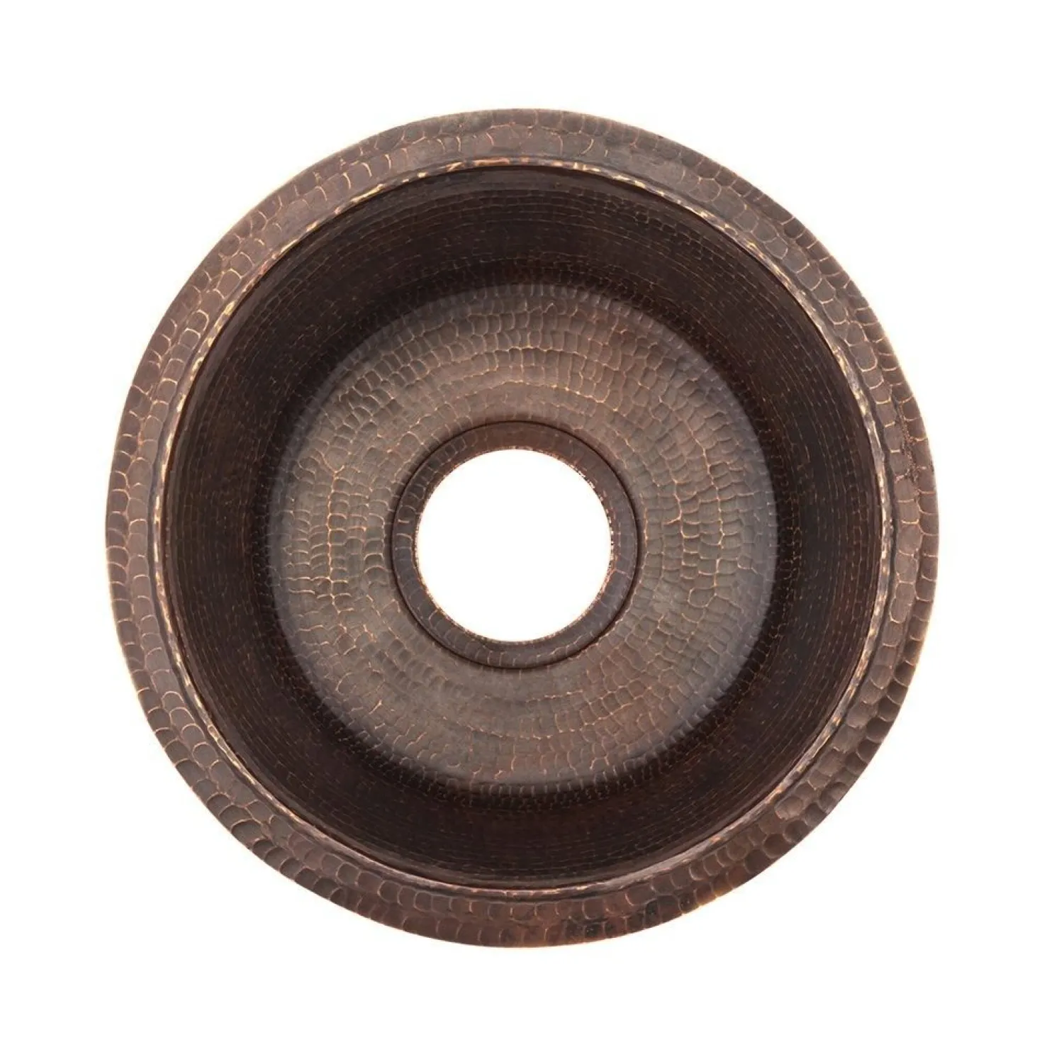 Premier Copper Products 16" Round Hammered Copper Prep Sink with 3.5" Drain Size