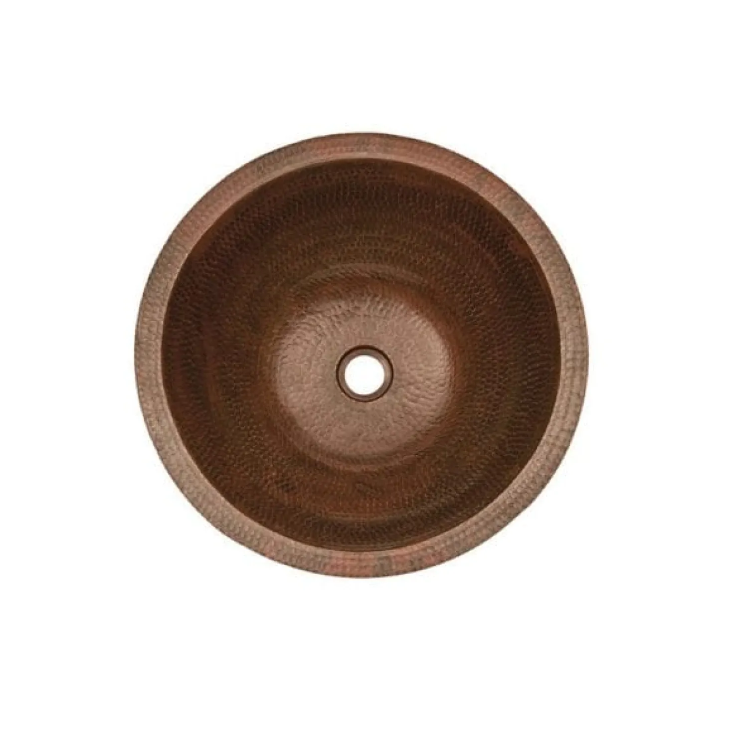 Premier Copper Products Round Under Counter Hammered Copper Sink