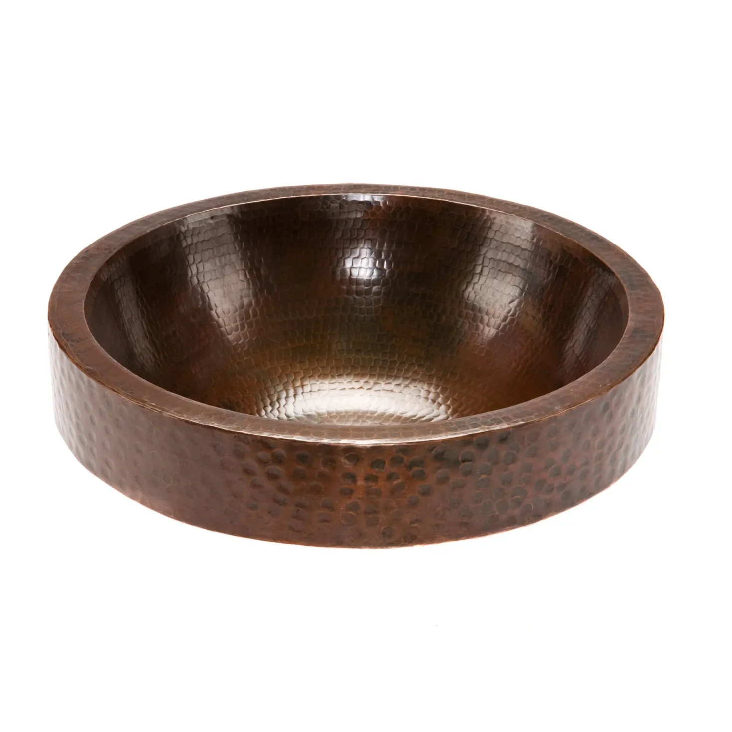 Premier Copper Products 17" Round Skirted Vessel Hammered Copper Sink