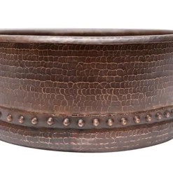 Premier Copper Products 15" Round Vessel Tub Hammered Copper Sink